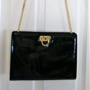 Ferragamo Black Patent Leather Handbag